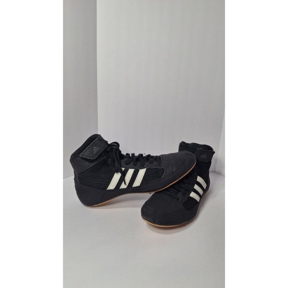Adidas wrestling shoes, size 6.5, black, white, 04/22, youth, sports, HVC 2
